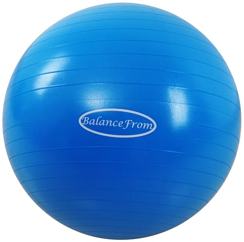 BalanceFrom Anti-Platz- und Rutschfester Gymnastikball Yoga-Ball Fitnessball Geburtsball mit Schnellpumpe, 0,9 kg Kapazität, blau, 48-55 cm, M von Signature Fitness