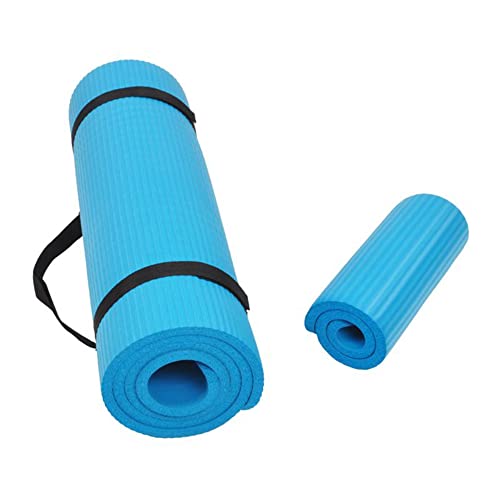 BalanceFrom GoYoga+ Allzweck 1/2-zoll Hohe Dichte Extra Dick Anti-Tränen-Übung Yogamatte und Knieschoner mit Trageriemen, Blau von BalanceFrom