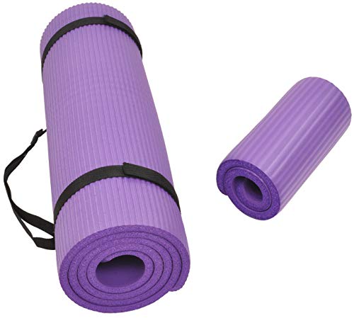 BalanceFrom GoYoga+ Allzweck 1/2-zoll Hohe Dichte Extra Dick Anti-Tränen-Übung Yogamatte und Knieschoner mit Trageriemen, Violett von Signature Fitness