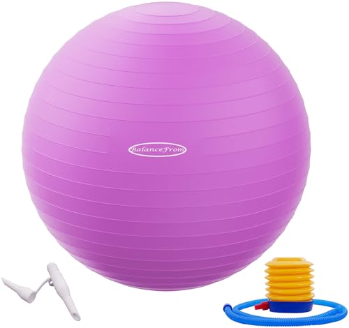 Signature Fitness Gymnastikball, Yoga-Ball, Fitnessball, Geburtsball mit Schnellpumpe, 0,9 kg Kapazität, Lila, 55,9 cm, M von Signature Fitness