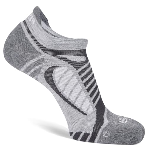 Balega Unisex Ultralight No Show Laufsocken, Grau/Weiß, Large,EU Größe 43-45.5 von Balega