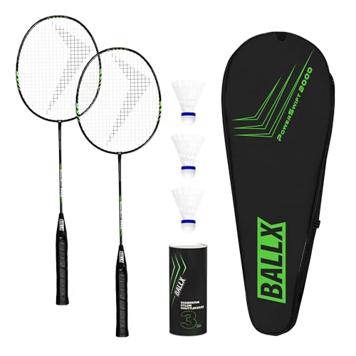 BallX Badminton Set 2er inkl. Federbälle & Tasche | Freizeit Federball Set | Badminton Schläger | Federball Schläger | Badmintonschläger | Federball Set Erwachsene Federballspiel Federballschläger BallX Badminton Set 2er inkl. Federbälle & Tasche | Freizeit Federball Set | Badminton Schläger | Federball Schläger | Badmintonschläger | Federball Set Erwachsene Federballspiel Federballschläger von BALLX