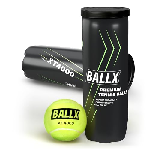 BallX Tennisball XT4000 mit Innendruck | 3 x Tennis Bälle | 3er Dose| Allround Tennis Ball für alle Beläge | Mit Filz aus Qualitätswolle | Für Sand, Hartplatz & Rasen | All Court Tennisbälle BallX Tennisball XT4000 mit Innendruck | 3 x Tennis Bälle | 3er Dose| Allround Tennis Ball für alle Beläge | Mit Filz aus Qualitätswolle | Für Sand, Hartplatz & Rasen | All Court Tennisbälle von BallX