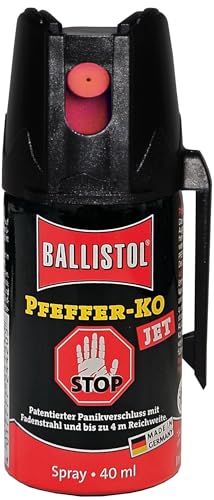 BALLISTOL 24420 Pfeffer-KO Jet 40ml Spray – Verteidigungsspray gegen Tiere – Abwehrspray 5m Sprühweite - Panikverschluss von BALLISTOL