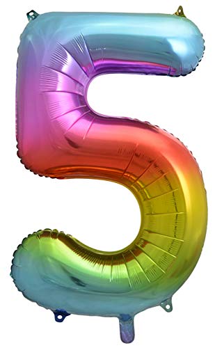 Ballonim Ballon Zahl in bunt- XXL Riesenzahl 86cm - Regenbogen Luftballons Folienballon Geburtstag zum 18. Geburtstag Happy Birthday (5) von Ballonim