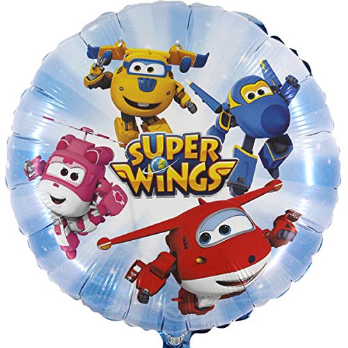 Ballonim Luftballon Super Wings Rund - Ballon ca. 45 cm - Dekoration zum Geburtstag - Folienballon Happy Birthday Deko Partydekoration von Ballonim