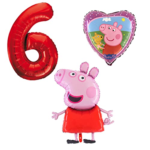 Ballonset Peppa Wutz Pig 3 er Set Peppa Folienballon, Zahl 6 in rot, Peppa mit Teddy Herz Ballonset Peppa Wutz Pig 3 er Set Peppa Folienballon, Zahl 6 in rot, Peppa mit Teddy Herz von Ballonim