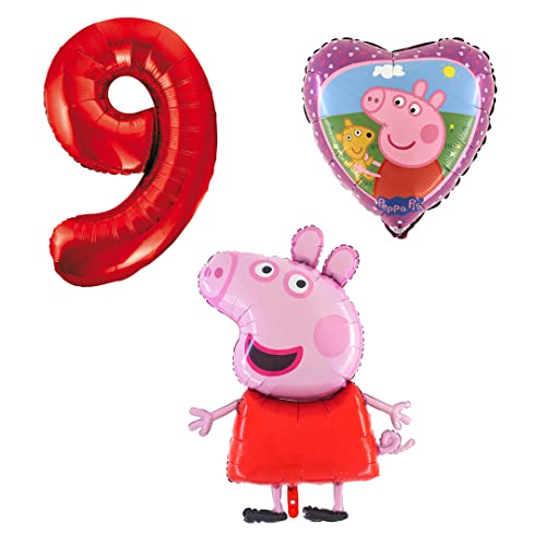 Ballonset Peppa Wutz Pig 3 er Set Peppa Folienballon, Zahl 9 in rot, Peppa mit Teddy Herz Ballonset Peppa Wutz Pig 3 er Set Peppa Folienballon, Zahl 9 in rot, Peppa mit Teddy Herz von Ballonim