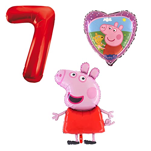 Ballonset Peppa Wutz Pig 3 er Set Peppa Folienballon, Zahl 7 in rot, Peppa mit Teddy Herz Ballonset Peppa Wutz Pig 3 er Set Peppa Folienballon, Zahl 7 in rot, Peppa mit Teddy Herz von Ballonim