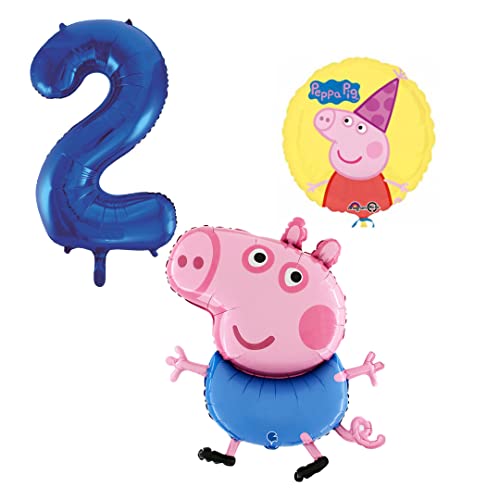 Ballonset Schorsch 3 er Set Schorsch Folienballon, Zahl 2 in Blau, Peppa rund Ballonset Schorsch 3 er Set Schorsch Folienballon, Zahl 2 in Blau, Peppa rund von Ballonim