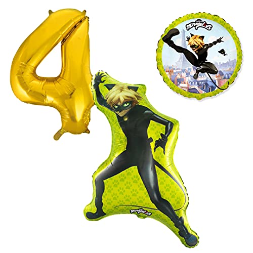 Cat Noir Ballonset Ballon mit goldener Zahl 4 Kindergeburtstag Heliumgeeignet Deko Kindergeburtstag Partygeschirr Dekoration für Geburtstag Party Mottoparty Motto Luftballons Cat Noir Ballonset Ballon mit goldener Zahl 4 Kindergeburtstag Heliumgeeignet Deko Kindergeburtstag Partygeschirr Dekoration für Geburtstag Party Mottoparty Motto Luftballons von Ballonim