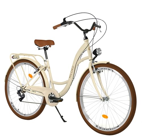 Balticuz OU Komfort Fahrrad, Damenfahrrad, Hollandrad, Citybike, Retro, Vintage, 28 Zoll, Beige-Braun, 7-Gang von Balticuz OU