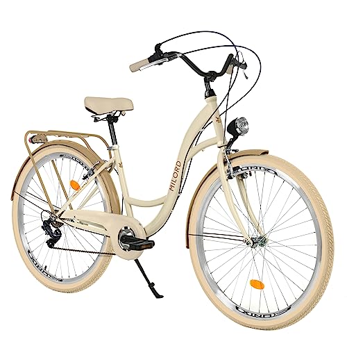 Balticuz OU Komfort Fahrrad mit Rückenträger, Hollandrad, Damenfahrrad, Citybike, Retro, Vintage, 26 Zoll, Creme-Braun, 7-Gang Balticuz OU Komfort Fahrrad mit Rückenträger, Hollandrad, Damenfahrrad, Citybike, Retro, Vintage, 26 Zoll, Creme-Braun, 7-Gang von Balticuz OU