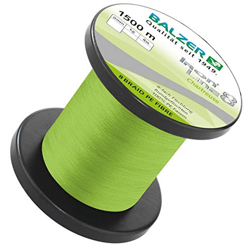 Balzer Chartreuse Iron Line - 1500m geflochtene Angelschnur, Durchmesser/Tragkraft:0.18mm / 12.7kg von Balzer