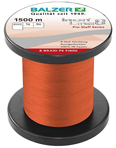 Balzer Iron Line Pro Staff 8 rot - 1500m geflochtene Schnur, Durchmesser/Tragkraft:0.18mm / 12.7kg von Balzer