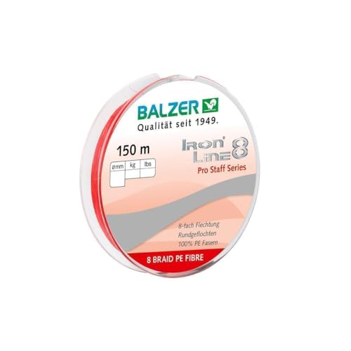 Balzer Iron Line 8 150 m Spule geflochte Schnur rot 0,16 mm/11,6 kg von Balzer