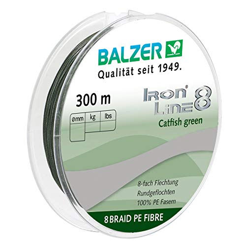 Balzer Iron Line 8 Catfish - 300m geflochtene Angelschnur, Farbe:Grün, Durchmesser/Tragkraft:0.40mm / 40.8kg Balzer Iron Line 8 Catfish - 300m geflochtene Angelschnur, Farbe:Grün, Durchmesser/Tragkraft:0.40mm / 40.8kg von Balzer