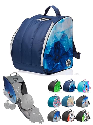 BambiniWelt by Rafael K. Kinder Skistiefeltasche [Ski-Schuh-Tasche für Kinder] Skiboots Rucksack integrierte Standfläche Platz für Boots Helm Skibrille Handschuhe Kinder-Skischuhrucksack (Modell 02) von BambiniWelt by Rafael K.