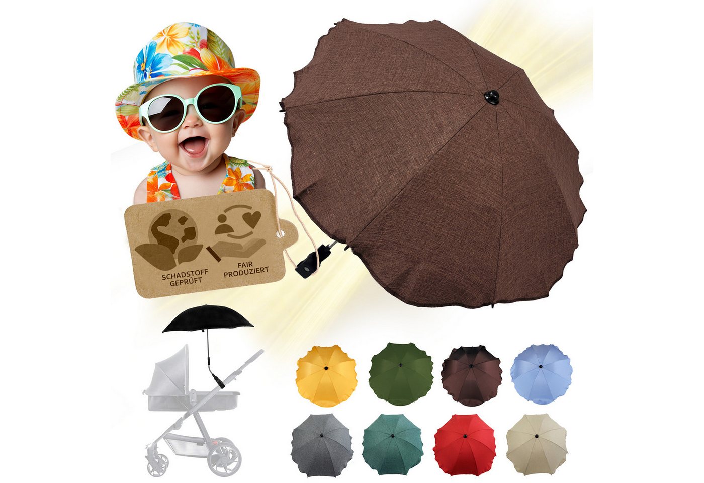 BambiniWelt by Rafael K. Kinderwagen-Sonnenschutzhülle Sonnenschirm Sonnenschutz für Kinderwagen Buggy Jogger universal UV50+, UV 50+ Schutz BambiniWelt by Rafael K. Kinderwagen-Sonnenschutzhülle Sonnenschirm Sonnenschutz für Kinderwagen Buggy Jogger universal UV50+, UV 50+ Schutz von BambiniWelt by Rafael K.
