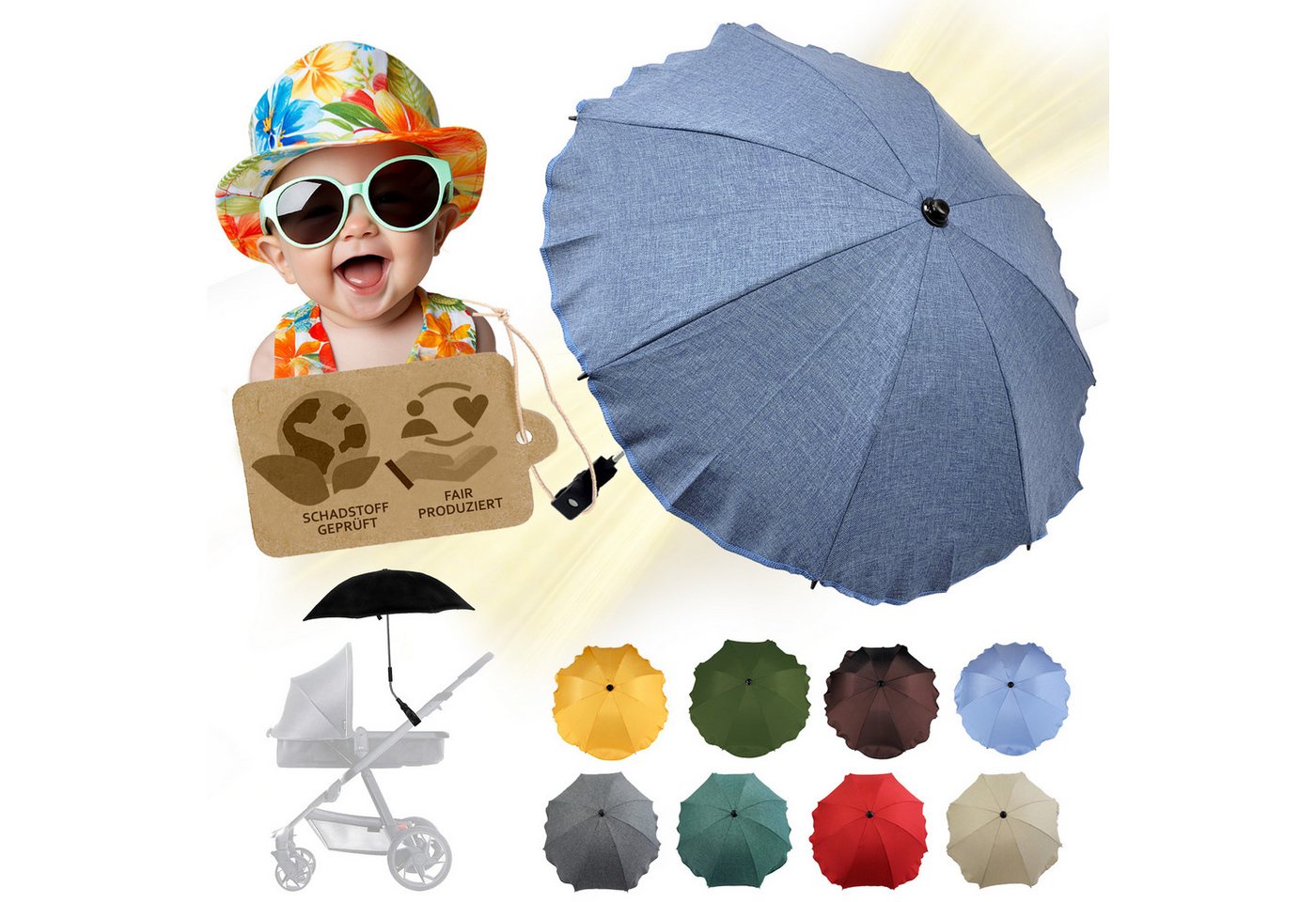 BambiniWelt by Rafael K. Kinderwagen-Sonnenschutzhülle Sonnenschirm Sonnenschutz für Kinderwagen Buggy Jogger universal UV50+, UV 50+ Schutz BambiniWelt by Rafael K. Kinderwagen-Sonnenschutzhülle Sonnenschirm Sonnenschutz für Kinderwagen Buggy Jogger universal UV50+, UV 50+ Schutz von BambiniWelt by Rafael K.