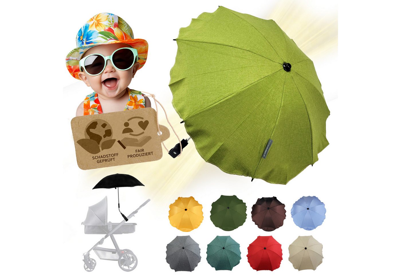 BambiniWelt by Rafael K. Kinderwagen-Sonnenschutzhülle Sonnenschirm Sonnenschutz für Kinderwagen Buggy Jogger universal UV50+, UV 50+ Schutz BambiniWelt by Rafael K. Kinderwagen-Sonnenschutzhülle Sonnenschirm Sonnenschutz für Kinderwagen Buggy Jogger universal UV50+, UV 50+ Schutz von BambiniWelt by Rafael K.