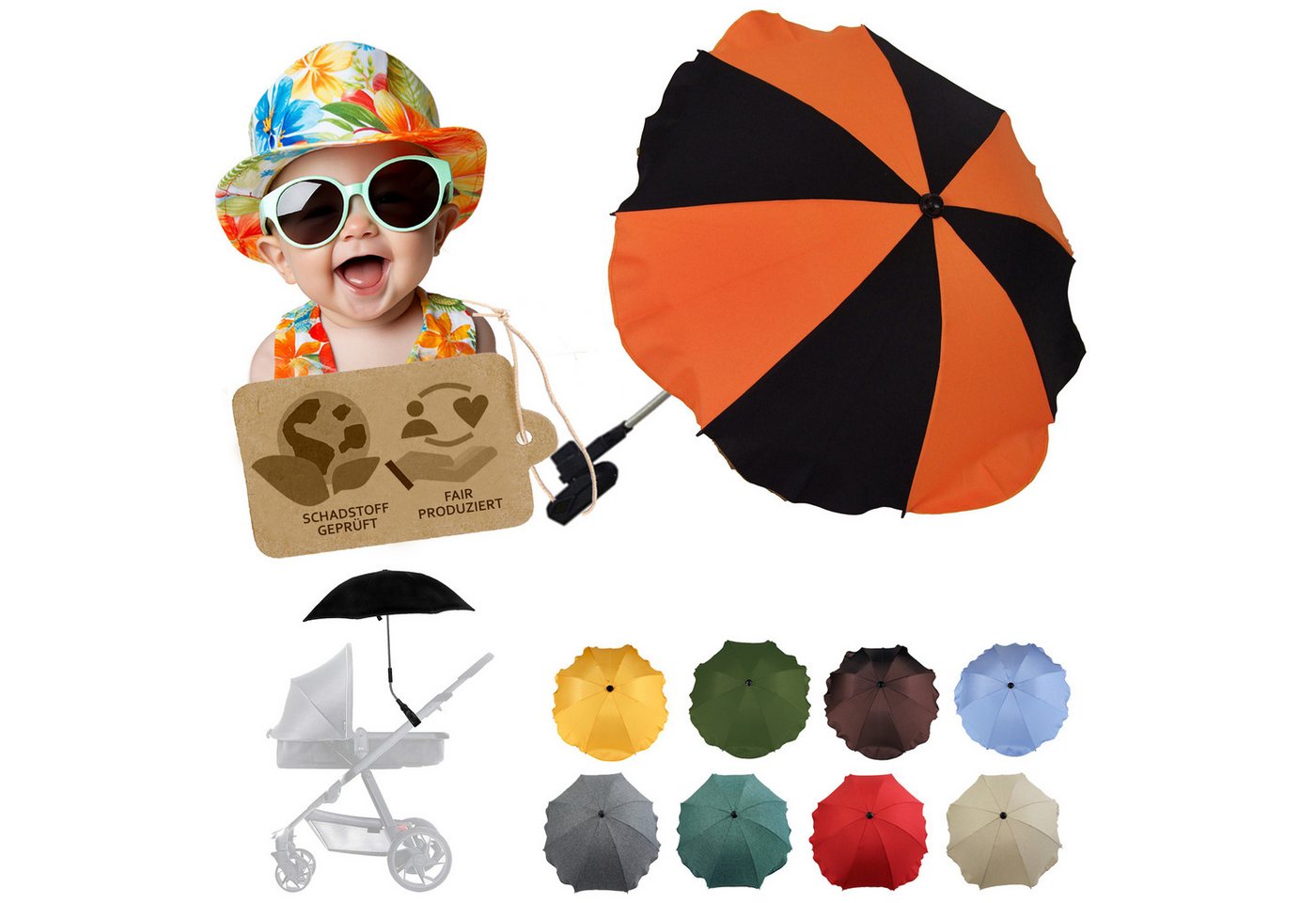 BambiniWelt by Rafael K. Kinderwagen-Sonnenschutzhülle Sonnenschirm Sonnenschutz für Kinderwagen Buggy Jogger universal UV50+, UV 50+ Schutz BambiniWelt by Rafael K. Kinderwagen-Sonnenschutzhülle Sonnenschirm Sonnenschutz für Kinderwagen Buggy Jogger universal UV50+, UV 50+ Schutz von BambiniWelt by Rafael K.