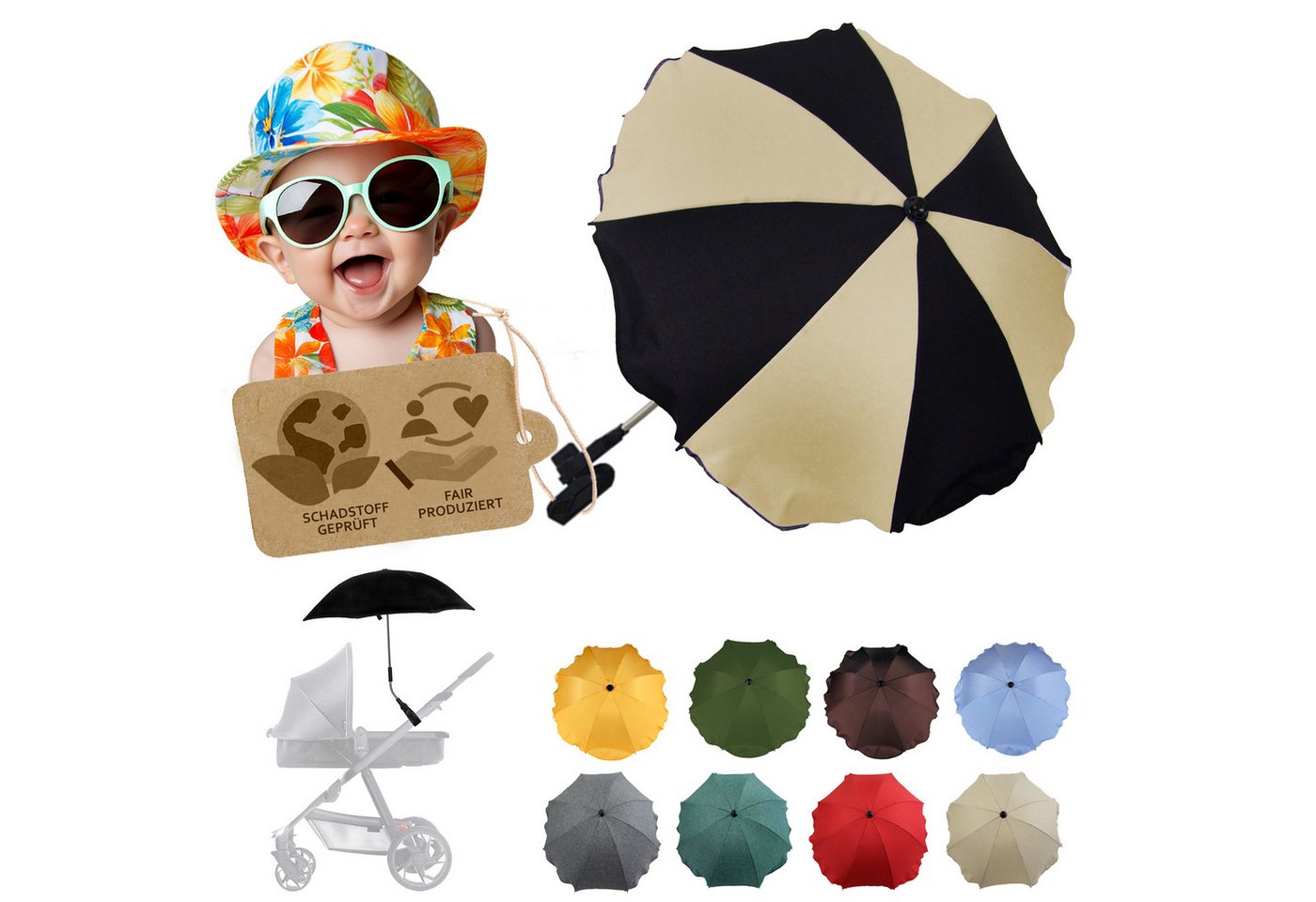BambiniWelt by Rafael K. Kinderwagen-Sonnenschutzhülle Sonnenschirm Sonnenschutz für Kinderwagen Buggy Jogger universal UV50+, UV 50+ Schutz BambiniWelt by Rafael K. Kinderwagen-Sonnenschutzhülle Sonnenschirm Sonnenschutz für Kinderwagen Buggy Jogger universal UV50+, UV 50+ Schutz von BambiniWelt by Rafael K.