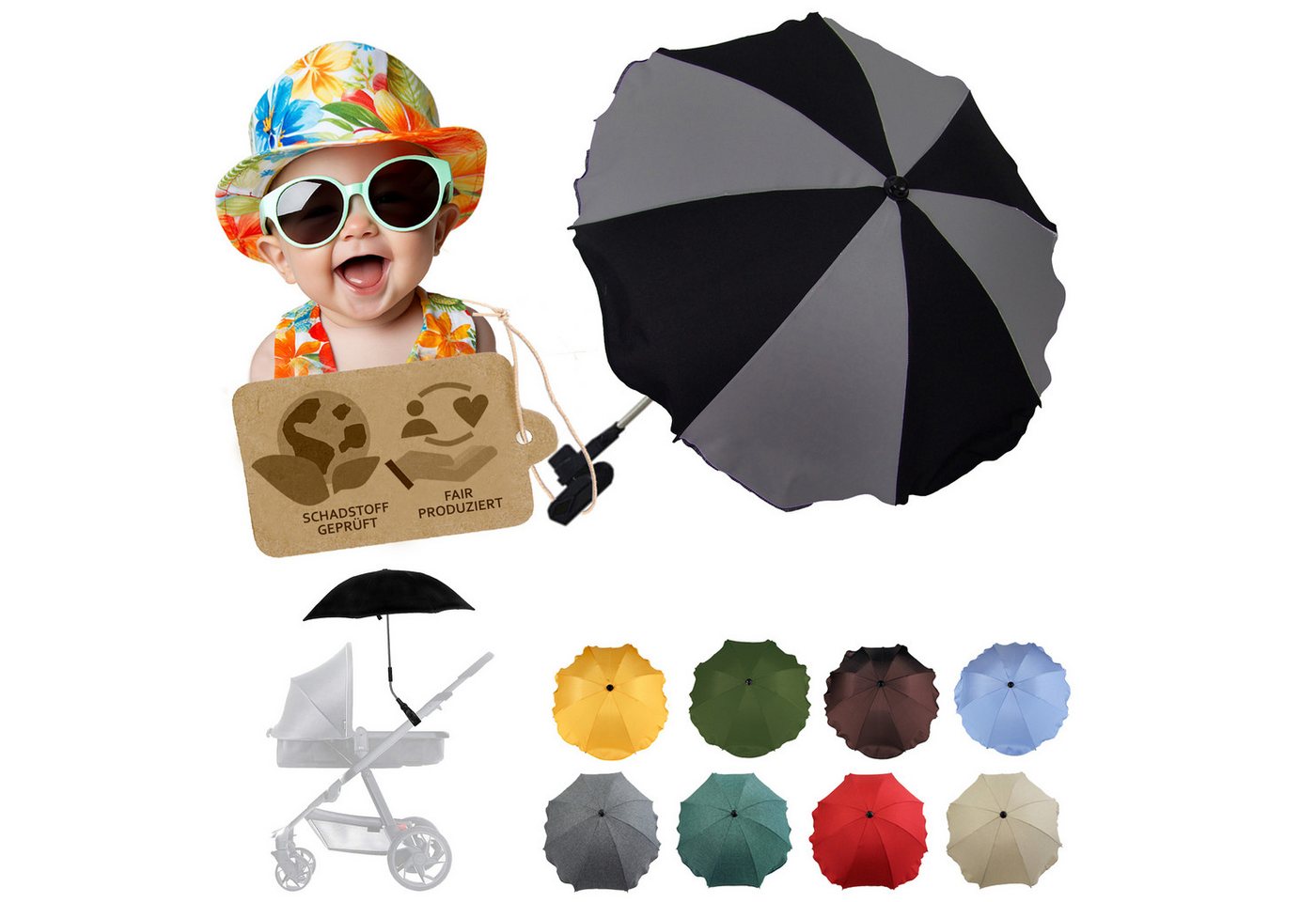 BambiniWelt by Rafael K. Kinderwagen-Sonnenschutzhülle Sonnenschirm Sonnenschutz für Kinderwagen Buggy Jogger universal UV50+, UV 50+ Schutz BambiniWelt by Rafael K. Kinderwagen-Sonnenschutzhülle Sonnenschirm Sonnenschutz für Kinderwagen Buggy Jogger universal UV50+, UV 50+ Schutz von BambiniWelt by Rafael K.