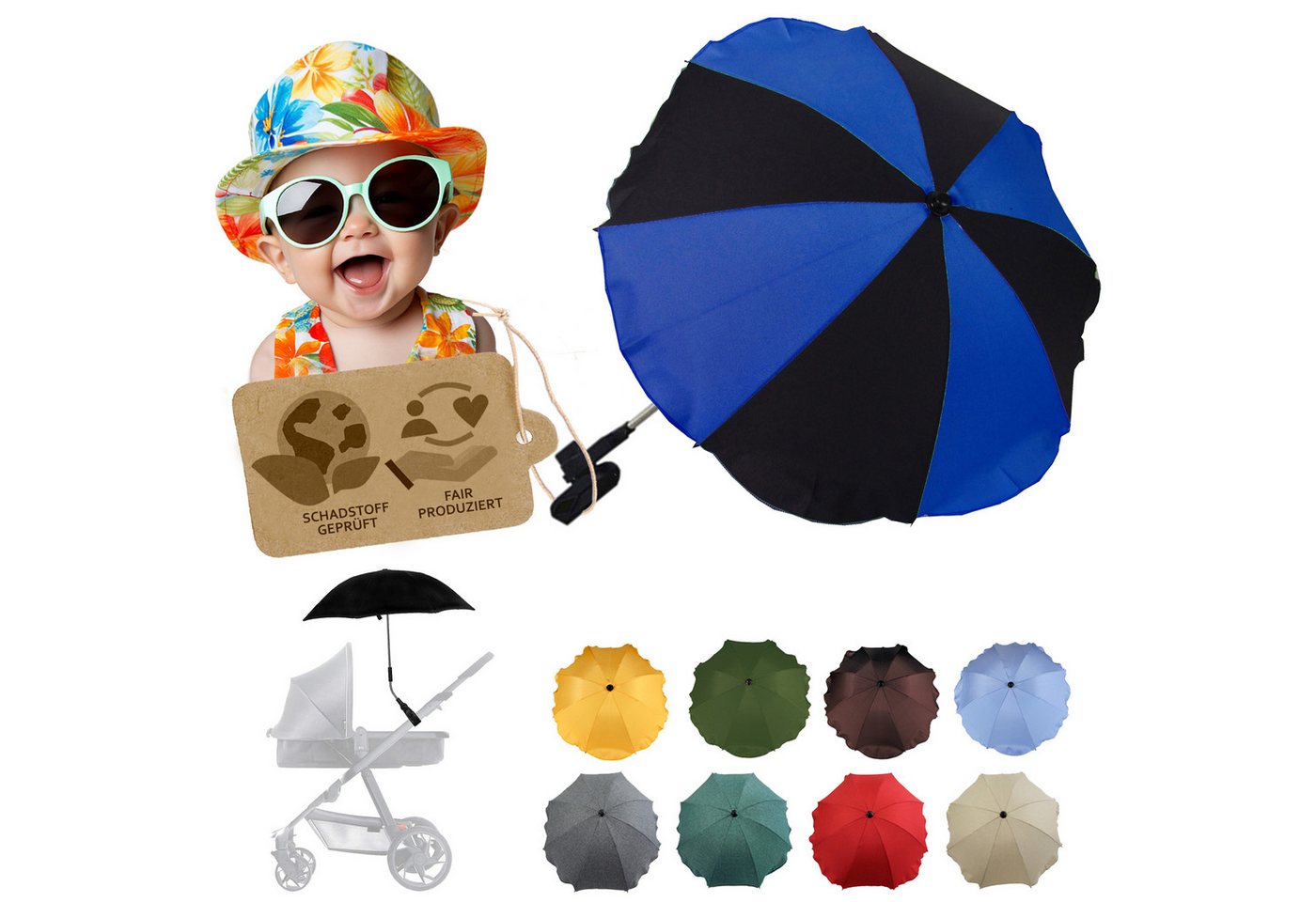 BambiniWelt by Rafael K. Kinderwagen-Sonnenschutzhülle Sonnenschirm Sonnenschutz für Kinderwagen Buggy Jogger universal UV50+, UV 50+ Schutz BambiniWelt by Rafael K. Kinderwagen-Sonnenschutzhülle Sonnenschirm Sonnenschutz für Kinderwagen Buggy Jogger universal UV50+, UV 50+ Schutz von BambiniWelt by Rafael K.