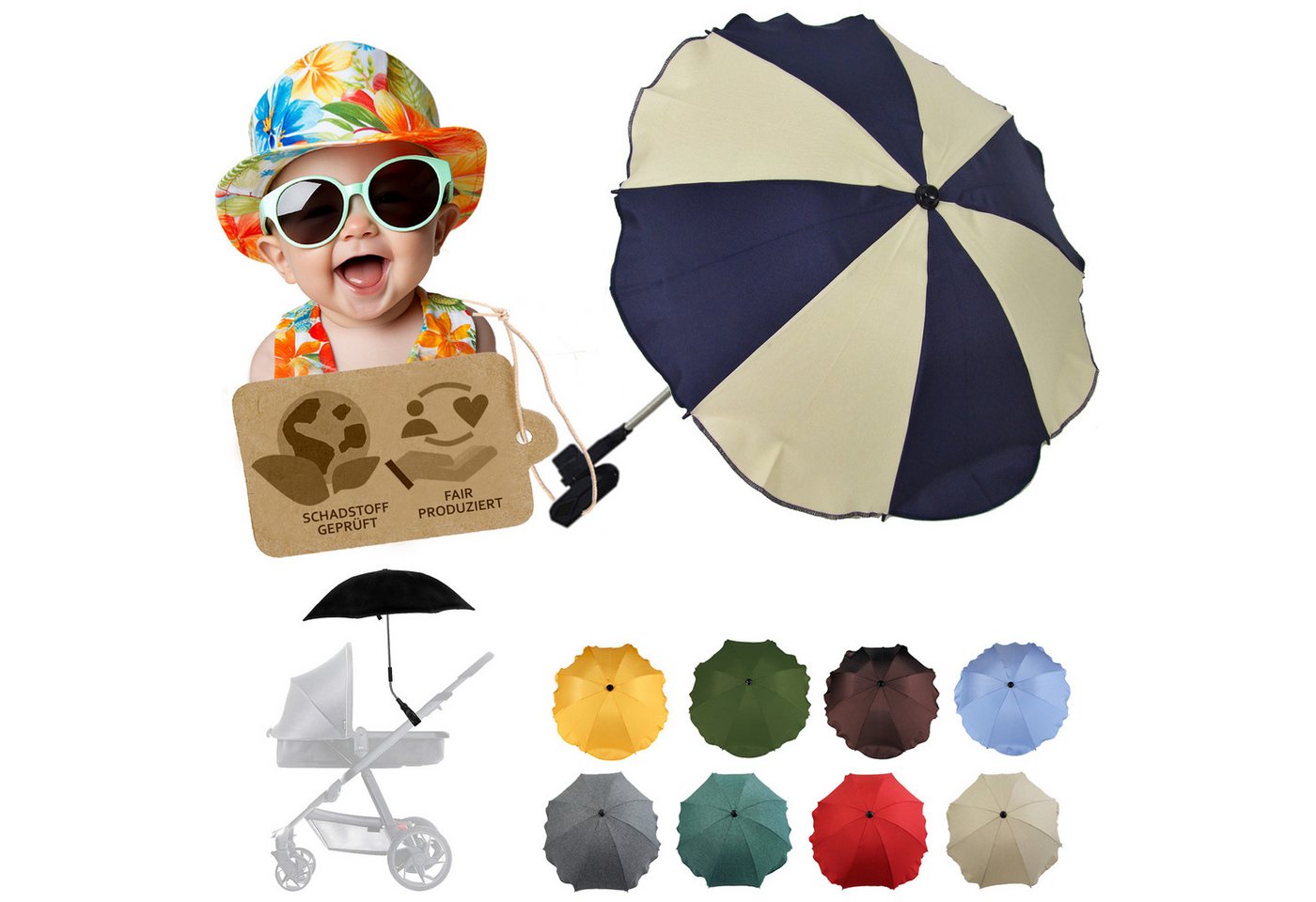 BambiniWelt by Rafael K. Kinderwagen-Sonnenschutzhülle Sonnenschirm Sonnenschutz für Kinderwagen Buggy Jogger universal UV50+, UV 50+ Schutz BambiniWelt by Rafael K. Kinderwagen-Sonnenschutzhülle Sonnenschirm Sonnenschutz für Kinderwagen Buggy Jogger universal UV50+, UV 50+ Schutz von BambiniWelt by Rafael K.