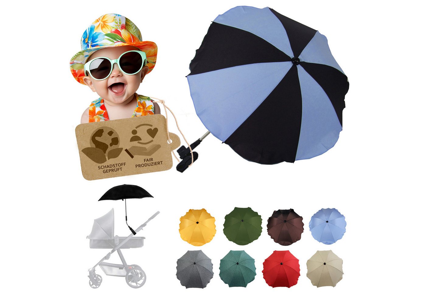 BambiniWelt by Rafael K. Kinderwagen-Sonnenschutzhülle Sonnenschirm Sonnenschutz für Kinderwagen Buggy Jogger universal UV50+, UV 50+ Schutz BambiniWelt by Rafael K. Kinderwagen-Sonnenschutzhülle Sonnenschirm Sonnenschutz für Kinderwagen Buggy Jogger universal UV50+, UV 50+ Schutz von BambiniWelt by Rafael K.