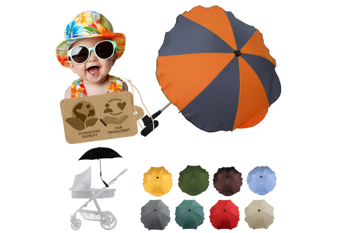 BambiniWelt by Rafael K. Kinderwagen-Sonnenschutzhülle Sonnenschirm Sonnenschutz für Kinderwagen Buggy Jogger universal UV50+, UV 50+ Schutz BambiniWelt by Rafael K. Kinderwagen-Sonnenschutzhülle Sonnenschirm Sonnenschutz für Kinderwagen Buggy Jogger universal UV50+, UV 50+ Schutz von BambiniWelt by Rafael K.