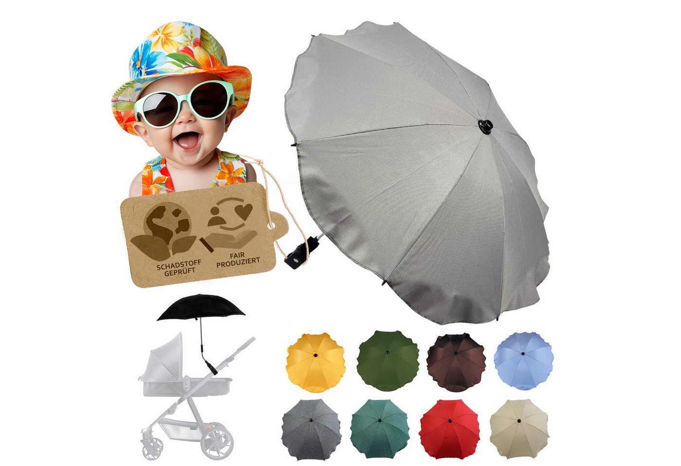 BambiniWelt by Rafael K. Kinderwagen-Sonnenschutzhülle Sonnenschirm Sonnenschutz für Kinderwagen Buggy Jogger universal UV50+, UV 50+ Schutz BambiniWelt by Rafael K. Kinderwagen-Sonnenschutzhülle Sonnenschirm Sonnenschutz für Kinderwagen Buggy Jogger universal UV50+, UV 50+ Schutz von BambiniWelt by Rafael K.