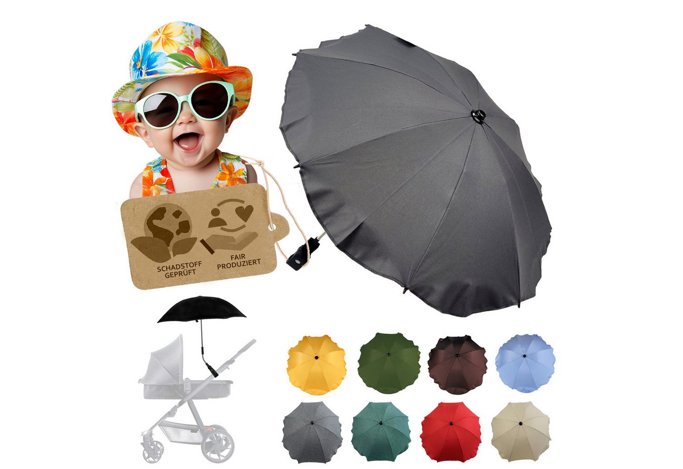 BambiniWelt by Rafael K. Kinderwagen-Sonnenschutzhülle Sonnenschirm Sonnenschutz für Kinderwagen Buggy Jogger universal UV50+, UV 50+ Schutz BambiniWelt by Rafael K. Kinderwagen-Sonnenschutzhülle Sonnenschirm Sonnenschutz für Kinderwagen Buggy Jogger universal UV50+, UV 50+ Schutz von BambiniWelt by Rafael K.