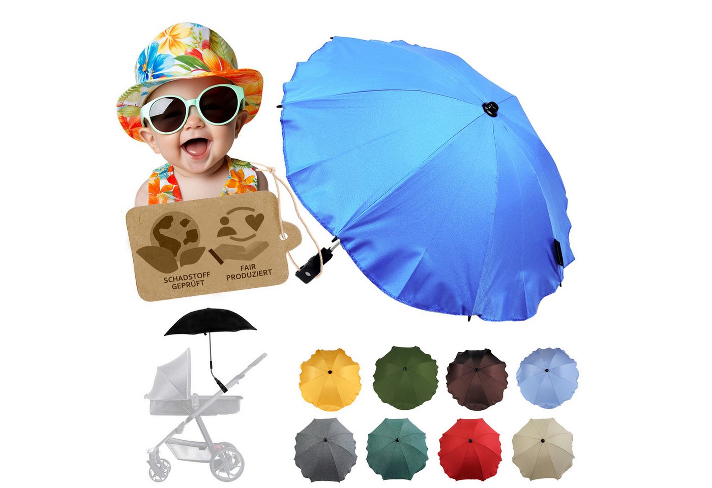 BambiniWelt by Rafael K. Kinderwagen-Sonnenschutzhülle Sonnenschirm Sonnenschutz für Kinderwagen Buggy Jogger universal UV50+, UV 50+ Schutz BambiniWelt by Rafael K. Kinderwagen-Sonnenschutzhülle Sonnenschirm Sonnenschutz für Kinderwagen Buggy Jogger universal UV50+, UV 50+ Schutz von BambiniWelt by Rafael K.