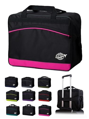 Tasche Handgepäck für Ryanair 40x25x20 cm 40x30x20 cm 55x40x20 [Handgepäcktasche] Flugzeug faltbare Reisetasche Weekender Handgepäck-Koffer (schwarz-pink (M1), 40 x 30 x 20 cm (M)) von BambiniWelt by Rafael K.