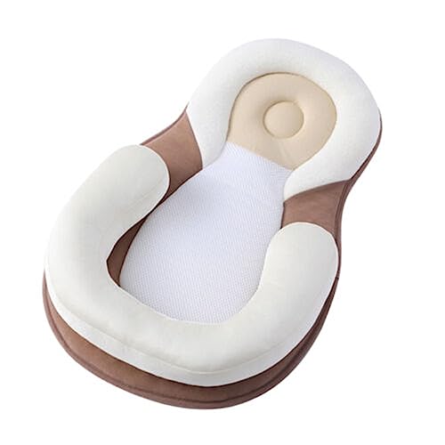 Bammare Baby-Kopfformungskissen - Ergonomisches Baumwoll-Babypillow, weich und atmungsaktiv - Korrekturkissen zur Vermeidung von Verformungen des Kopfes bei Neugeborenen, geeignet für Babys,Braun von Bammare