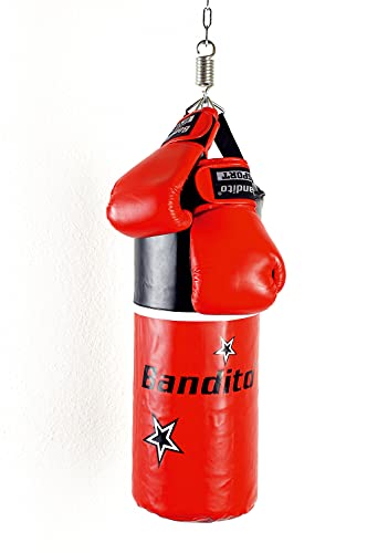 Bandito Boxsackset Junior, inkl. Boxhandschuhe, PU-Leder, sehr robust, 4-15 Jahre, für Boxtraining, Kampfsport von Bandito