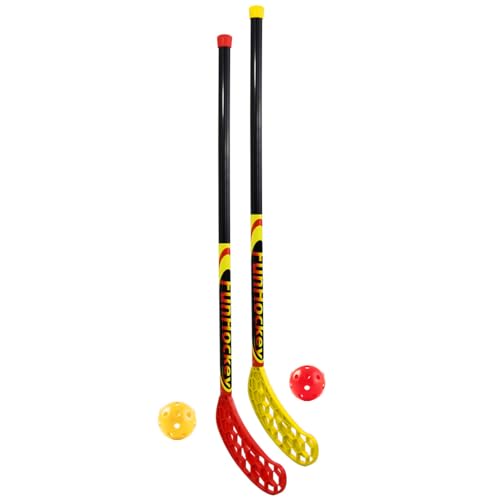 Bandito FunHockey Schlägerset inkl. Bälle für Kinder, Floorball für Garten, Floorball Stick, Streethockey Outdoor, Linkshänder, Rechtshänder, 2 Bälle und Schläger, rot und gelb Bandito FunHockey Schlägerset inkl. Bälle für Kinder, Floorball für Garten, Floorball Stick, Streethockey Outdoor, Linkshänder, Rechtshänder, 2 Bälle und Schläger, rot und gelb von Bandito