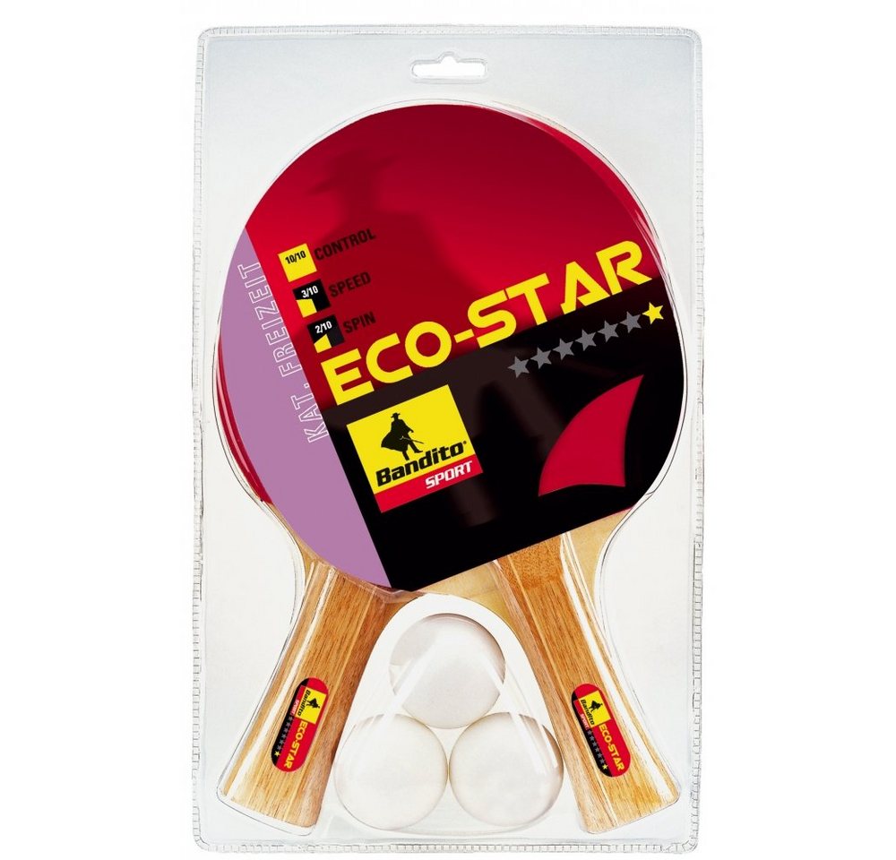 Bandito Tischtennisschläger TT-Schläger Set (2 Schläger Eco Star * + 3 Bälle) (Spar-Set) von Bandito