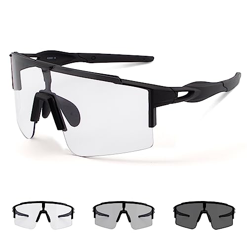 BangLong Sonnenbrille Selbsttönend Fahrradbrille Herren Damen UV400 Schutz Sportbrille für Schnelle Radfahren Laufen Mtb Baseball Outdoorsport Fahrrad von BangLong