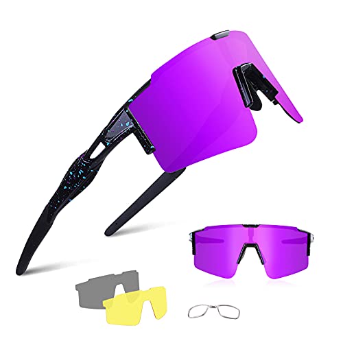 BangLong Polarisierte Sonnenbrille, Fahrradbrille Herren Damen UV 400 Schutz mit 3 Wechselgläser, Schutzbrille Sportbrille für Outdoorsport Radfahren Laufen Golf BangLong Polarisierte Sonnenbrille, Fahrradbrille Herren Damen UV 400 Schutz mit 3 Wechselgläser, Schutzbrille Sportbrille für Outdoorsport Radfahren Laufen Golf von BangLong