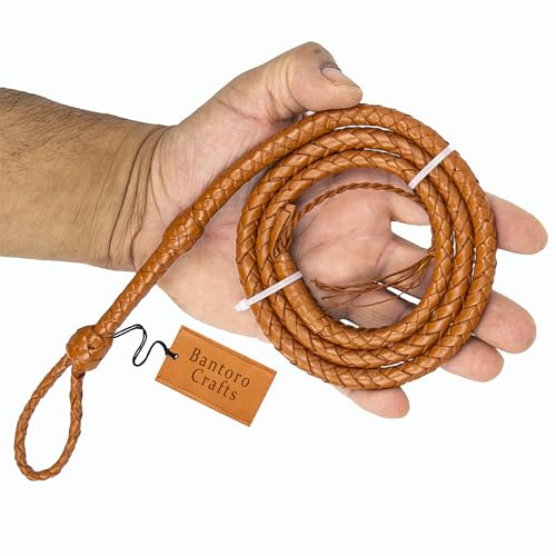 Bantoro Crafts Mini-Peitsche aus Braun Leder, 3 Fuß / 91 cm Länge, 8 geflochtene Stränge, geflochtenes Leder, Miniatur-/Taschenformat, kleine Schnapper/laut knallende Bullenpeitsche Bantoro Crafts Mini-Peitsche aus Braun Leder, 3 Fuß / 91 cm Länge, 8 geflochtene Stränge, geflochtenes Leder, Miniatur-/Taschenformat, kleine Schnapper/laut knallende Bullenpeitsche von Bantoro Crafts