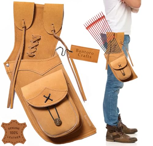 Bantoro Crafts Braunes Leder, traditionelles Leder, seitliche Taille, Bogenschießen-Köcher, Pfeilhalter, Taille/Hüfte, zum Aufhängen, Schießen, Jagd, Schultergürtel, Tasche, Schleife Bantoro Crafts Braunes Leder, traditionelles Leder, seitliche Taille, Bogenschießen-Köcher, Pfeilhalter, Taille/Hüfte, zum Aufhängen, Schießen, Jagd, Schultergürtel, Tasche, Schleife von Bantoro Crafts
