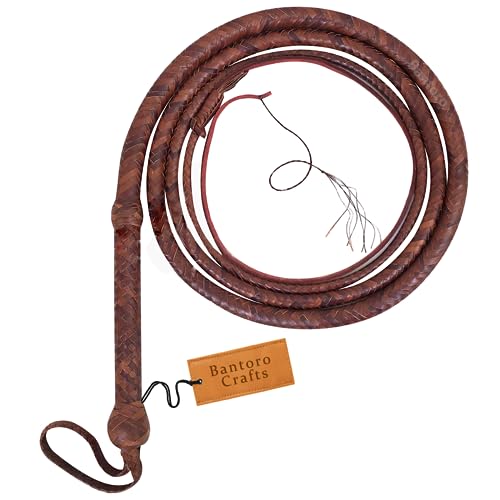 Bantoro Crafts Indiana Jones Bullpeitsche aus Leder, 1,2 bis 4,8 m Länge, braunes Känguru-Leder, professionelle Premium-Qualität, 7,3 m von Bantoro Crafts