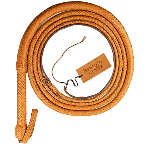 Indiana Jones Känguru-Peitsche, Leder, Bullpeitsche, 1,2 bis 7,3 m, Leder, Bauch- und Lederrolle innen, braune Bullwhip (4,8 m)) von Bantoro Crafts