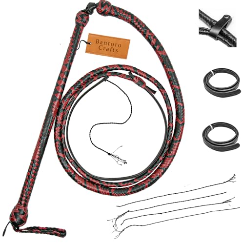rot und Schwarz Stockpeitsche Peitsche aus echtem Leder 12 Zöpfe Stränge geflochtenes Leder Bauch aus Leder und Nackenrolle aus Leder innen Lautes Knallen der Peitsche (4 Fuß (1,21 Meter)) rot und Schwarz Stockpeitsche Peitsche aus echtem Leder 12 Zöpfe Stränge geflochtenes Leder Bauch aus Leder und Nackenrolle aus Leder innen Lautes Knallen der Peitsche (4 Fuß (1,21 Meter)) von Bantoro Crafts