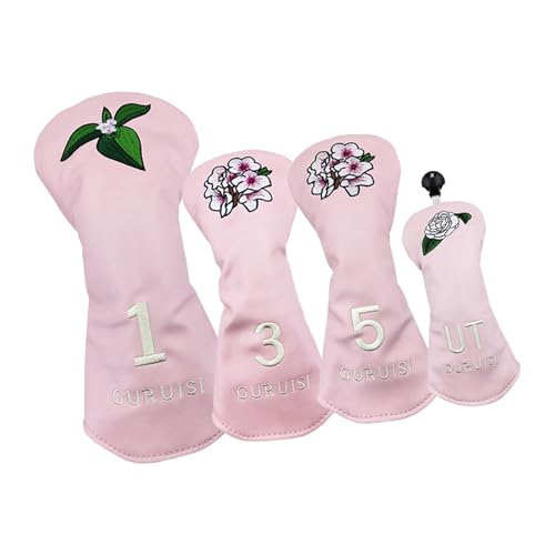 Baoblaze 4X Golf Holz Headcovers Golf Head Covers für Golf Club Queue Schützen Fall Golfer Ausrüstung Premium Golf Club Protektoren für Männer, ROSA von Baoblaze