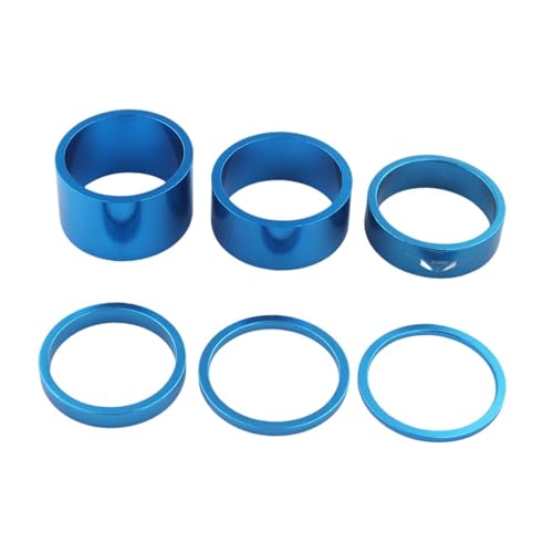Baoblaze 6-teiliges Rennrad-Headset-Spacer-Vorbau-Spacer-Vorderradgabel-Dichtungsset Tragbare Unterlegscheiben für 28,6 mm Fahrradgabel-Unterlegscheiben-Set, Blau von Baoblaze