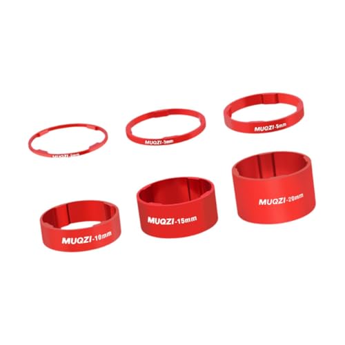 Baoblaze 6X Bike Headset Spacer Bike Gabel Washer Tragbare Leichte Aluminium Legierung Fahrrad Vorbau Gabel Spacer für Mountain Road Bikes, ROT von Baoblaze